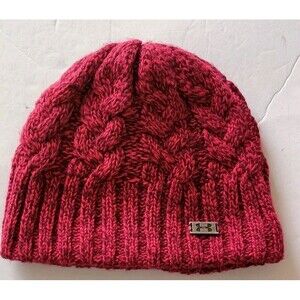 Under Armour Fleece Lined Cable Knit Beanie Red Women's